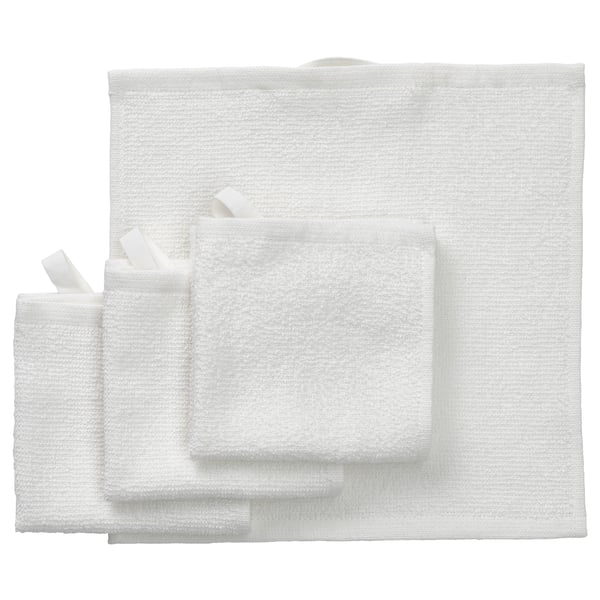 LUDDVIAL washcloth, white, 25x25 cm, 4 pack