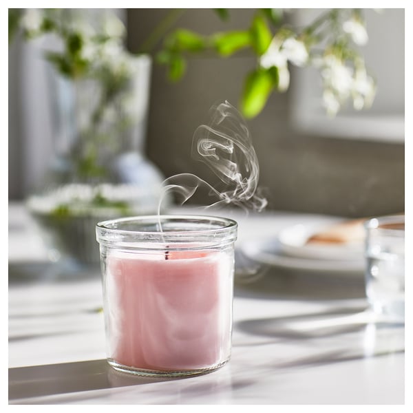 LUGNARE scented candle in glass, Jasmine/pink, 40 h