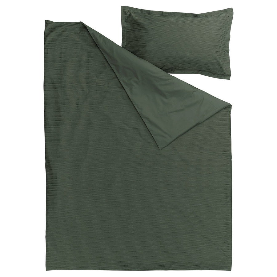 LUKTVICKER duvet cover and pillowcase, dark green, 150x200/50x80 cm