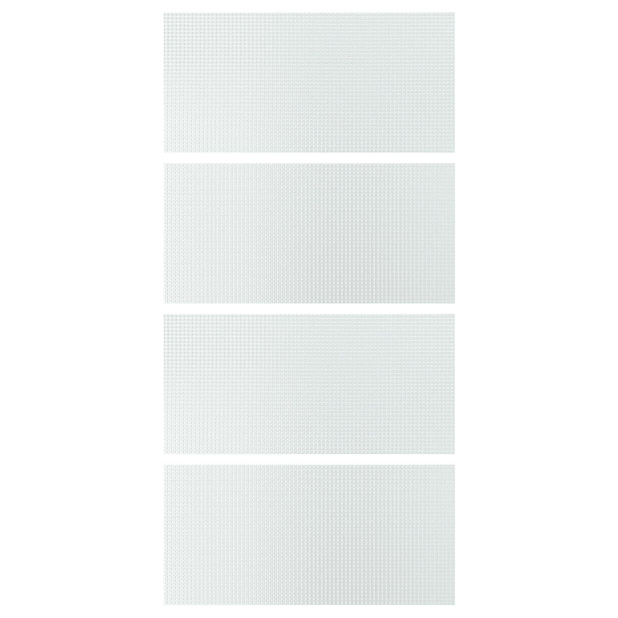 LUNDBRÄSMA 4 panels for sliding door frame, checkered glass, 100x201 cm