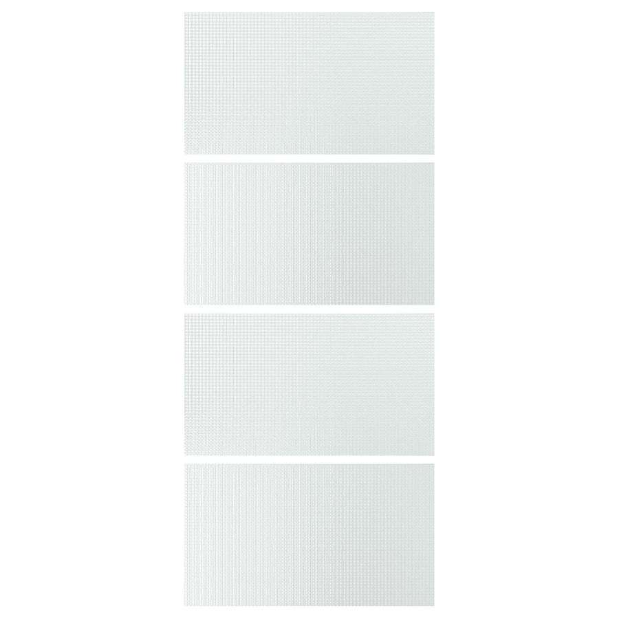 LUNDBRÄSMA 4 panels for sliding door frame, checkered glass, 100x236 cm