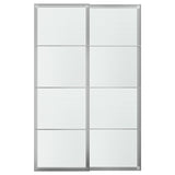 LUNDBRÄSMA pair of sliding doors, aluminium/checkered glass, 150x236 cm