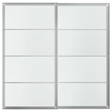 LUNDBRÄSMA pair of sliding doors, aluminium/checkered glass, 200x201 cm