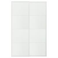 LUNDBRÄSMA pair of sliding doors, white/checkered glass, 150x236 cm