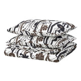 LUNDSKAFTING duvet cover and 2 pillowcases, white/black/brown, 240x220/50x80 cm