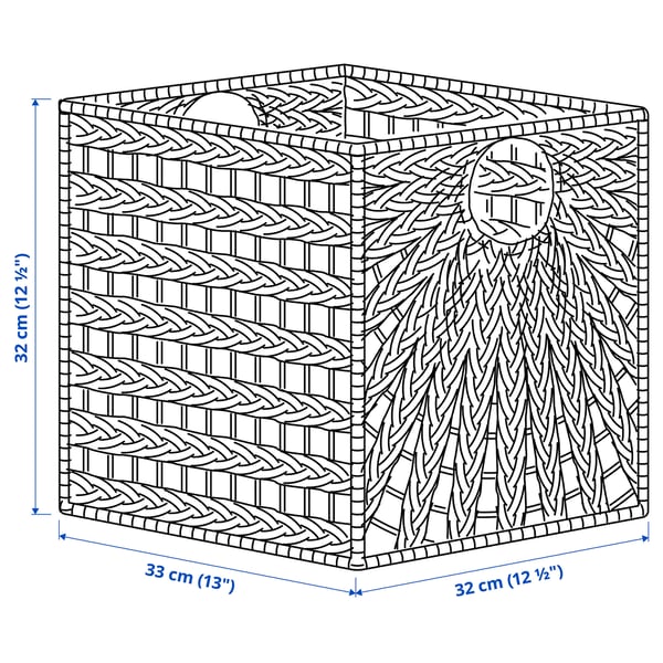 LUSTIGKURRE basket, natural water hyacinth/seagrass, 32x33x32 cm