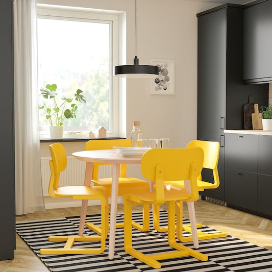 LYCKAN chair, yellow/birch veneer, 45x83x51 cm