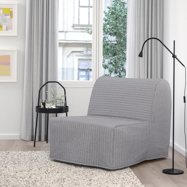 LYCKSELE LÖVÅS chair-bed, Knisa light grey, 188x80 cm