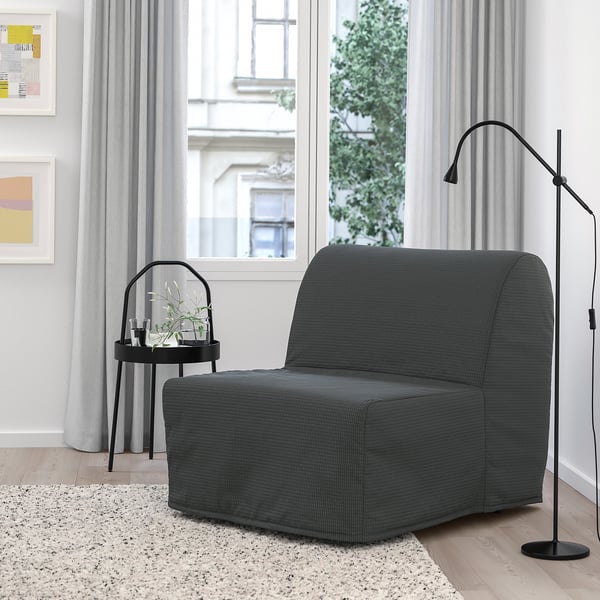 LYCKSELE LÖVÅS chair-bed, Vansbro dark grey, 188x80 cm
