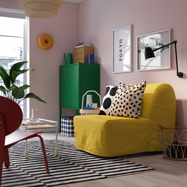 LYCKSELE MURBO chair-bed, Vansbro yellow, 80x87x100 cm