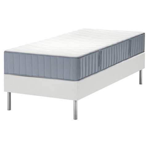 LYNGÖR divan bed, Vågstranda extra firm/light blue white, 90x200 cm