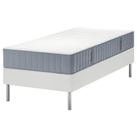LYNGÖR divan bed, Valevåg extra firm/light blue white, 90x200 cm