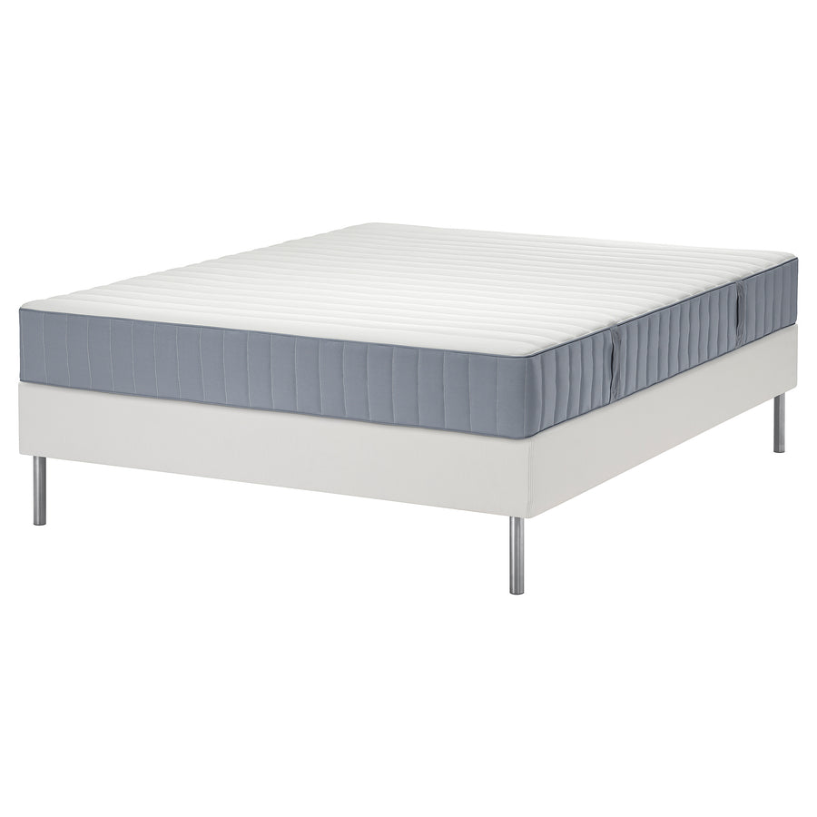LYNGÖR divan bed, Valevåg firm/light blue white, 160x200 cm