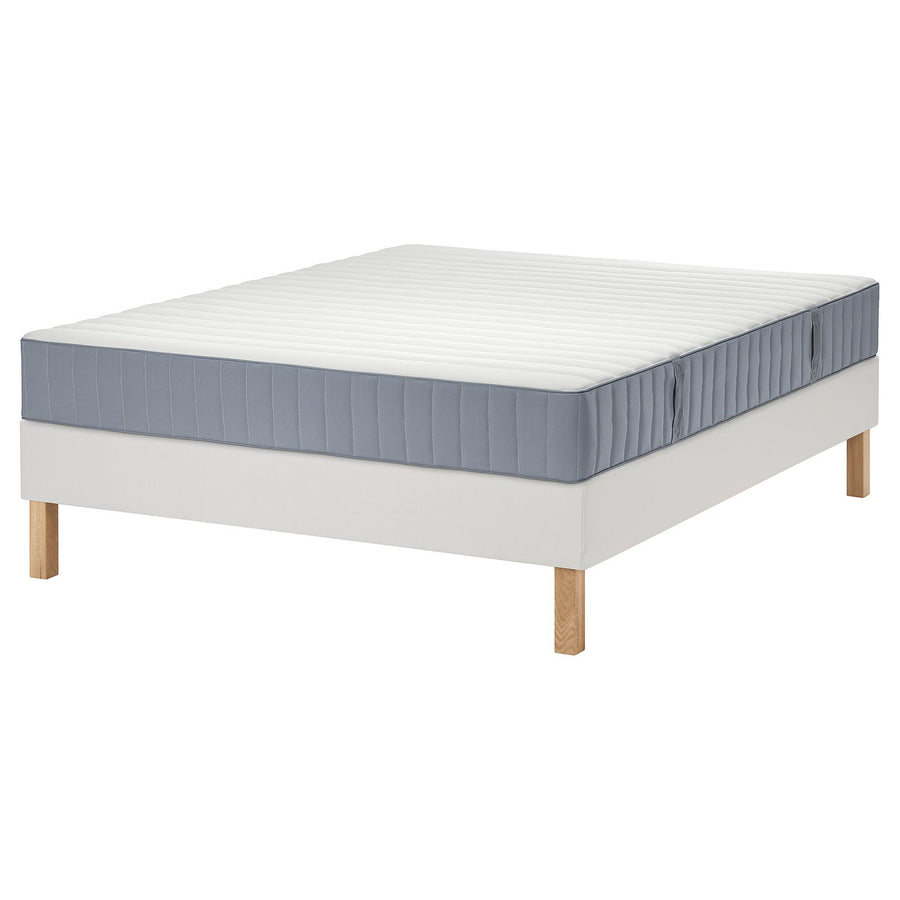 LYNGÖR divan bed, Valevåg firm/light blue white, 140x200 cm
