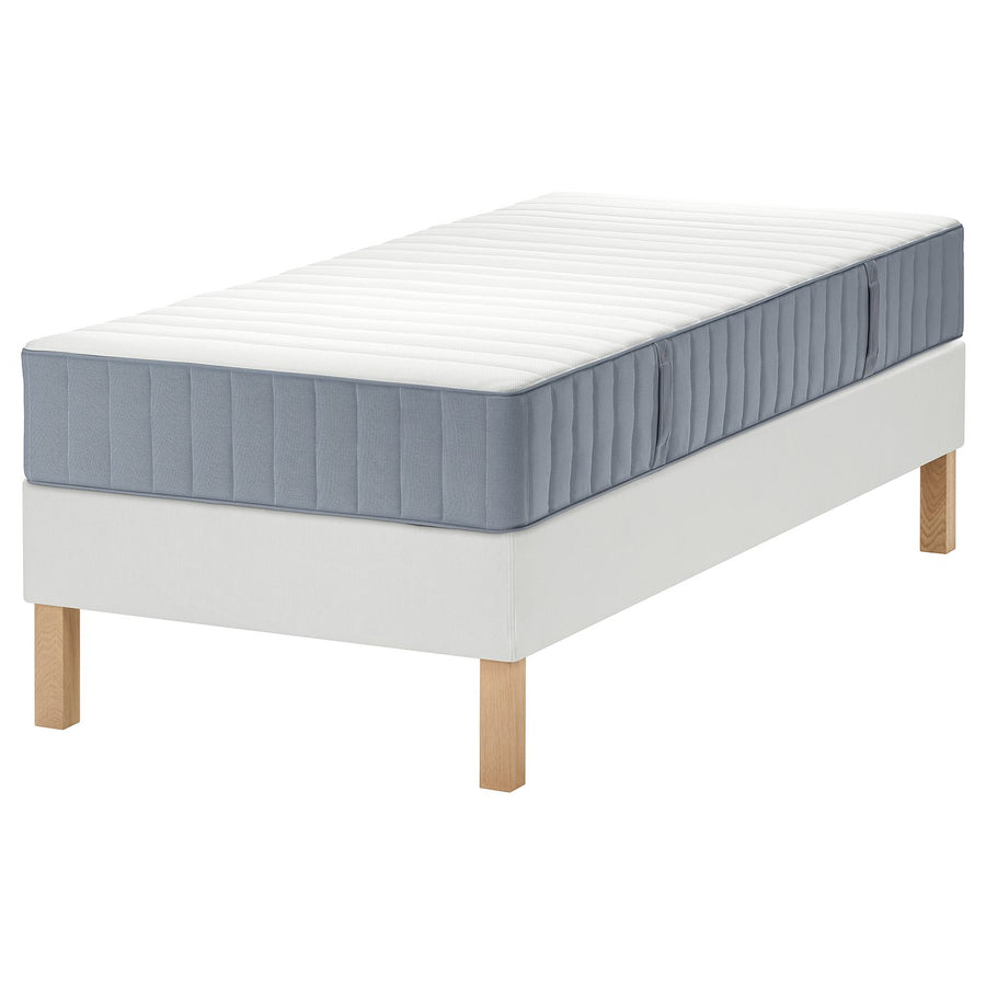 LYNGÖR divan bed, Valevåg firm/light blue white, 90x200 cm