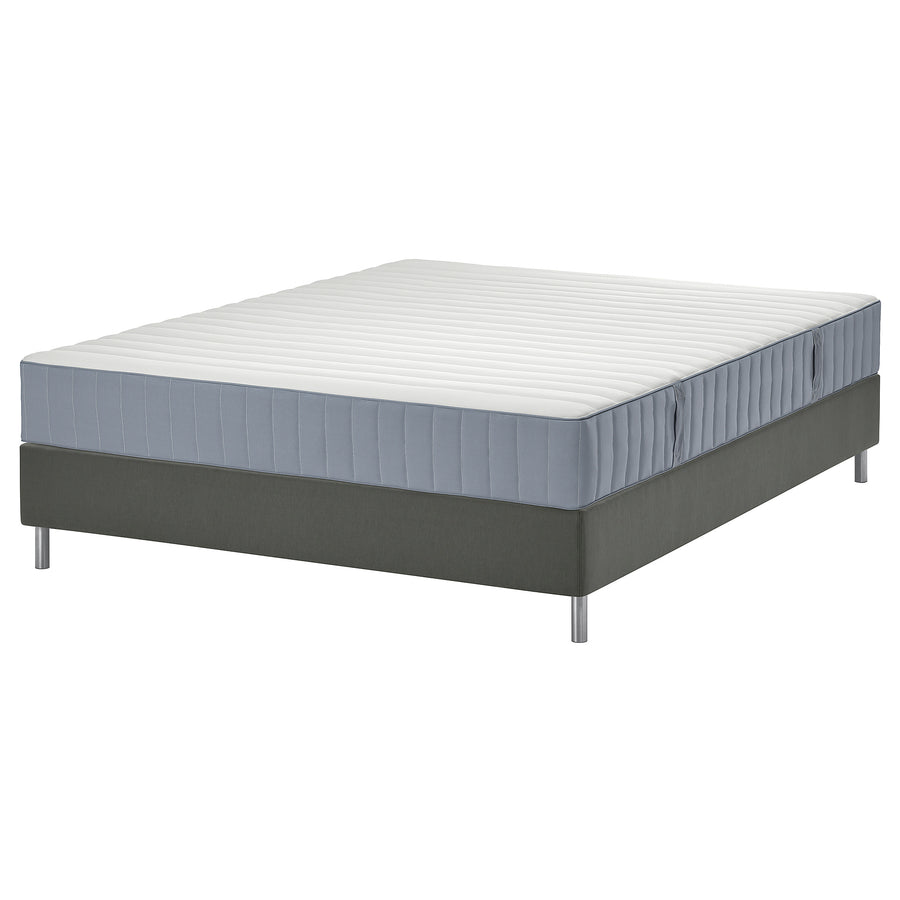 LYNGÖR divan bed, Valevåg firm/light blue dark grey, 160x200 cm