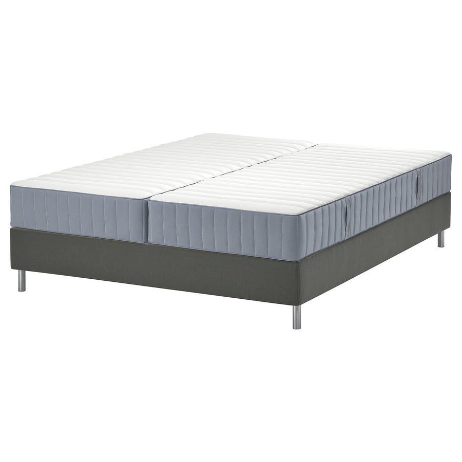 LYNGÖR divan bed, Valevåg firm/extra firm/light blue dark grey, 200x160 cm