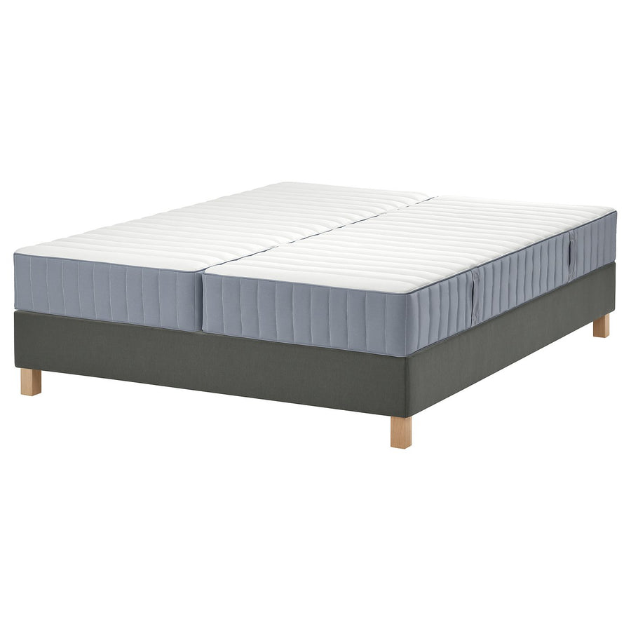 LYNGÖR divan bed, Valevåg firm/extra firm/light blue dark grey, 160x200 cm