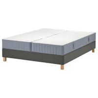 LYNGÖR divan bed, Valevåg firm/extra firm/light blue dark grey, 160x200 cm