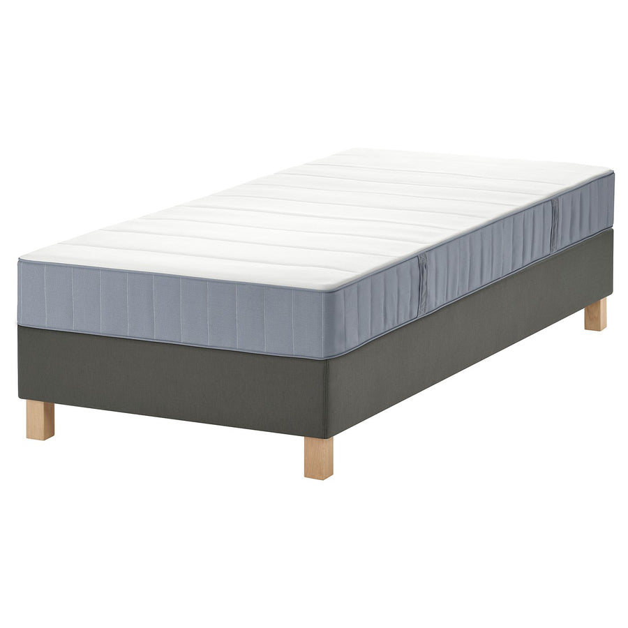 LYNGÖR divan bed, Vesteröy extra firm/light blue dark grey, 90x200 cm