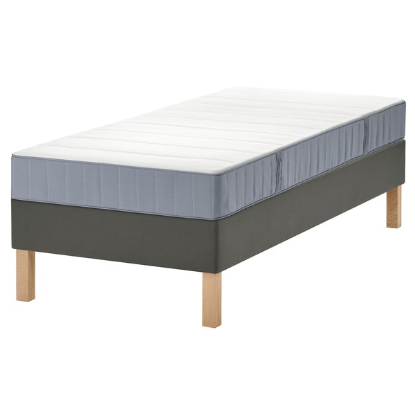LYNGÖR divan bed, Vesteröy extra firm/light blue dark grey, 90x200 cm