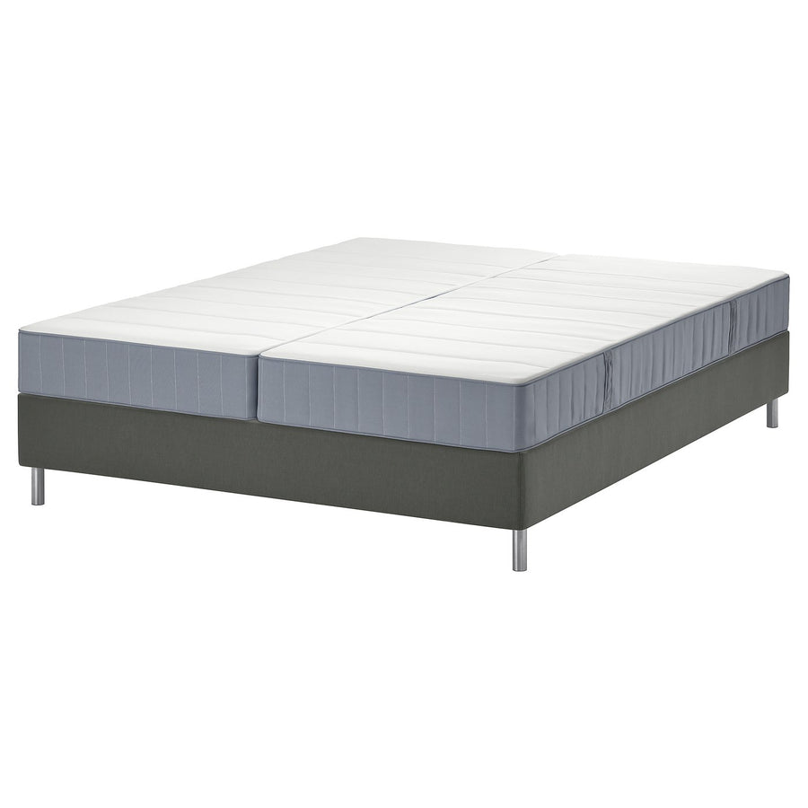LYNGÖR divan bed, Vesteröy firm/extra firm/light blue dark grey, 160x200 cm
