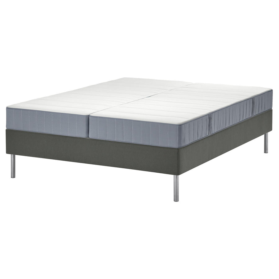 LYNGÖR divan bed, Vesteröy firm/extra firm/light blue dark grey, 160x200 cm