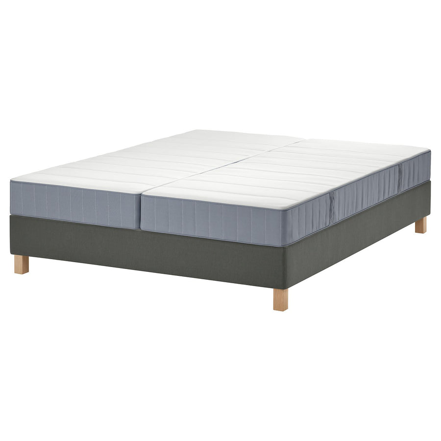 LYNGÖR divan bed, Vesteröy firm/extra firm/light blue dark grey, 160x200 cm