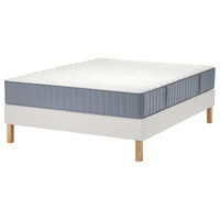 LYNGÖR divan bed, Vågstranda extra firm/light blue white, 140x200 cm