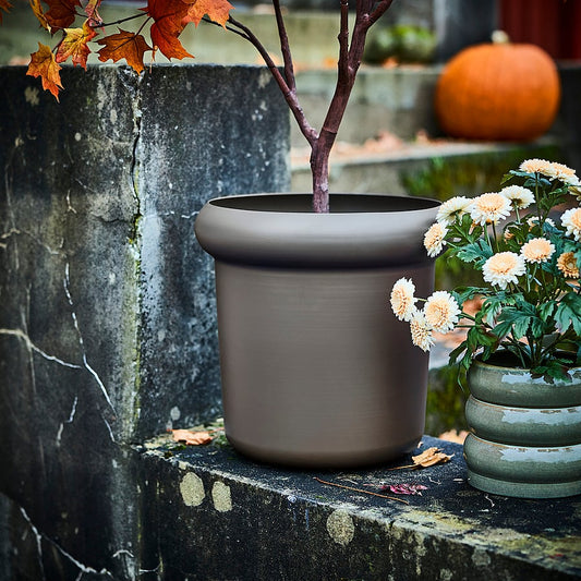 MÅBÄRSBUSKE plant pot, outdoor dark beige, 32 cm