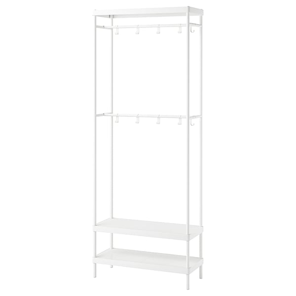 MACKAPÄR coat rack with shoe storage unit, white, 78x32x200 cm
