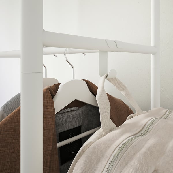 MACKAPÄR coat rack with shoe storage unit, white, 78x32x200 cm