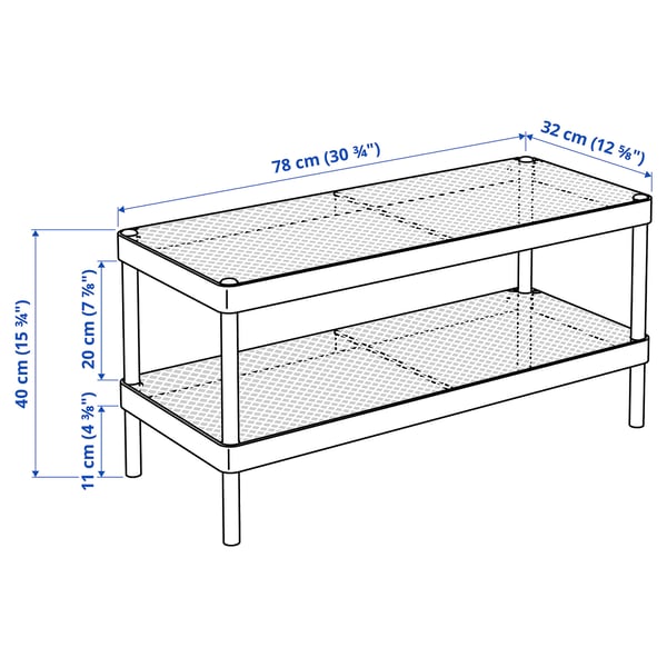 MACKAPÄR shoe rack, white, 78x32x40 cm