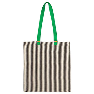MÄVINN bag, green/stripe white/black, 40x41 cm