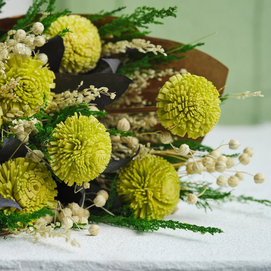 MÄVINN flower bouquet, green/white, 18 cm