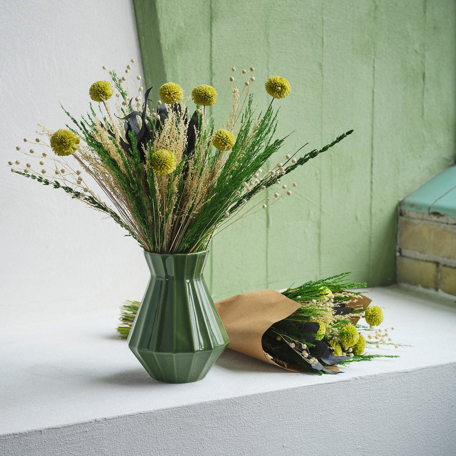 MÄVINN flower bouquet, green/white, 18 cm