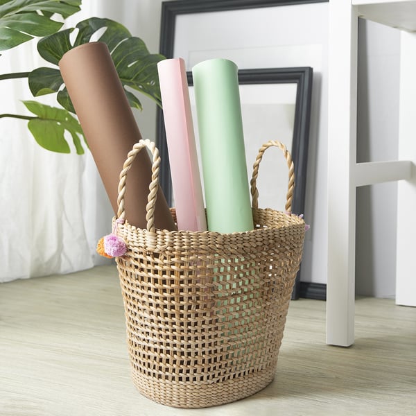 MÄVINN basket, banana fibre handmade, 28x25x33 cm