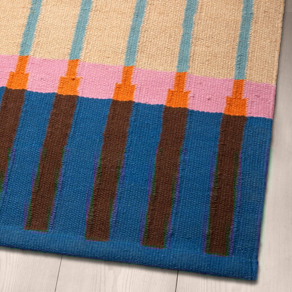 MÄVINN runner, flatwoven, beige blue/stripe, 70x200 cm