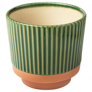 MÄVINN plant pot, green/sand, 16 cm