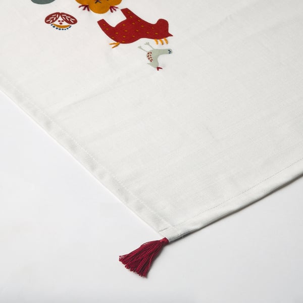 MÄVINN table-runner, white red/tassel