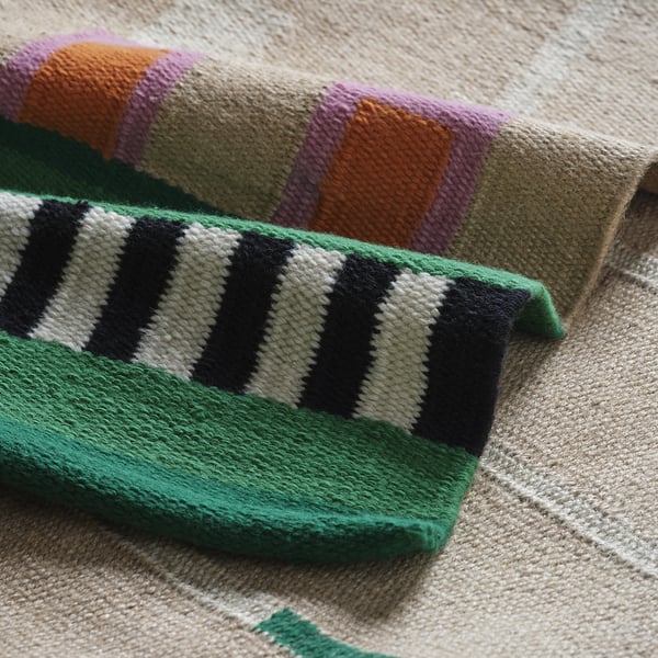 MÄVINN rug, beige/green, 170x240 cm