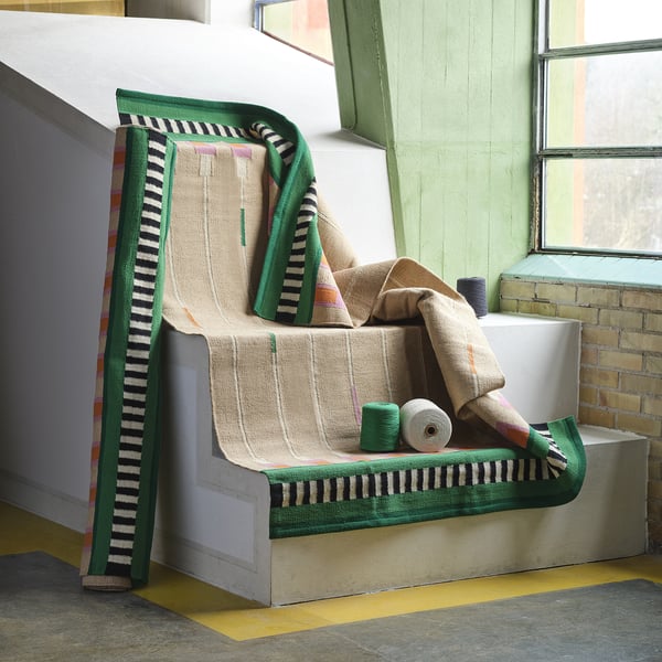 MÄVINN rug, beige/green, 170x240 cm