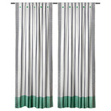 MÄVINN curtains, 1 pair, black/white/stripe green, 110x300 cm