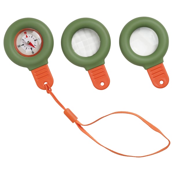 MAJBAGGE 3-piece nature exploration set, green/orange, 5.6 cm