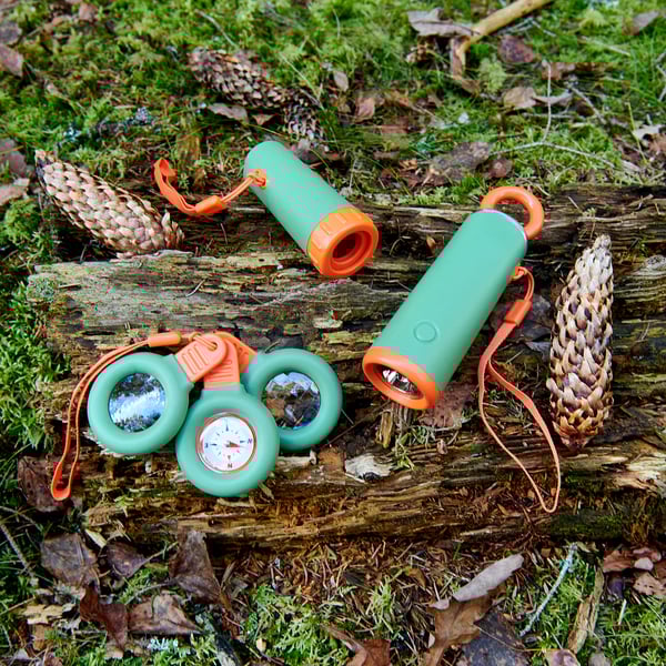 MAJBAGGE 3-piece nature exploration set, green/orange