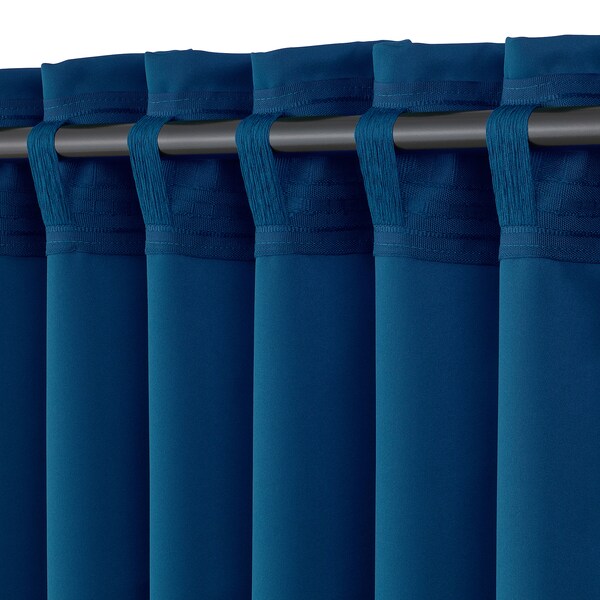 MAJGULL block-out curtains, 1 pair, dark blue/with heading tape, 300x145 cm