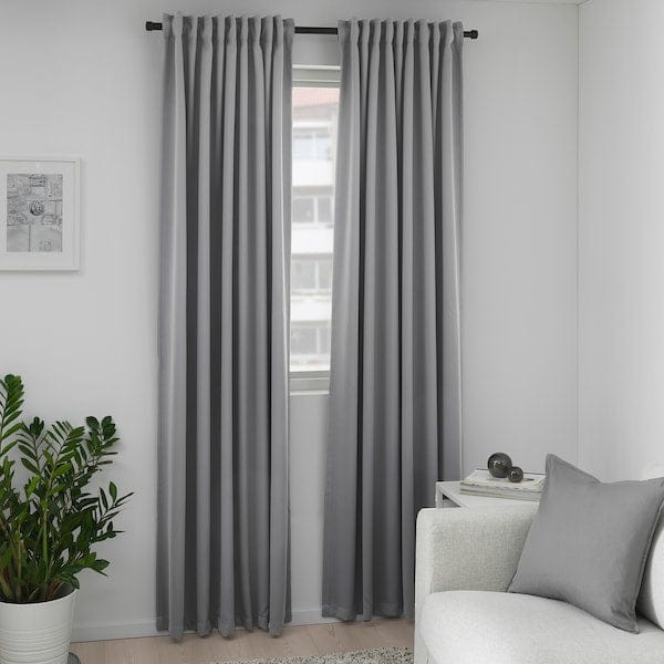 Ikea MAJGULL - Blackout curtain, 2 sheets, gray,145x300 cm