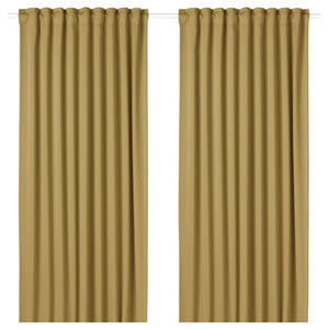 Ikea MAJGULL - Semi-sheer curtain, 2 sheets, beige-yellow,145x300 cm