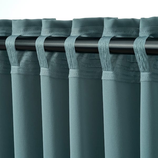 Ikea MAJGULL - semi-transparent curtain, 2 sheets, dark gray-turquoise,145x300 cm