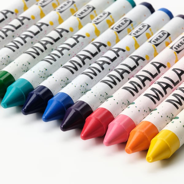 MÅLA wax crayon, mixed colours, 12 pack